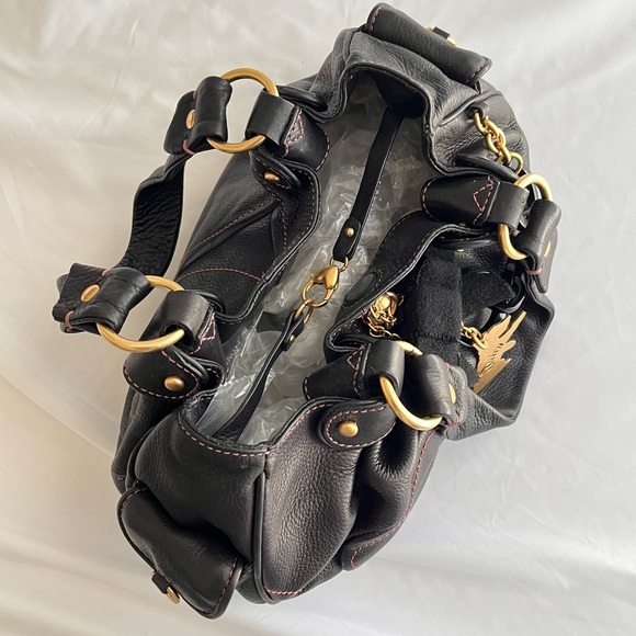 Juicy Couture Y2K Leather Scotty Dog Black & Gold Handbag - Picture 5 of 13